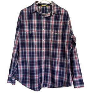 George Strait Shirt Men's Large Plaid Pearl Snap Western Button Down Long Sleeve